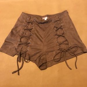 Suede Lace Up Shorts